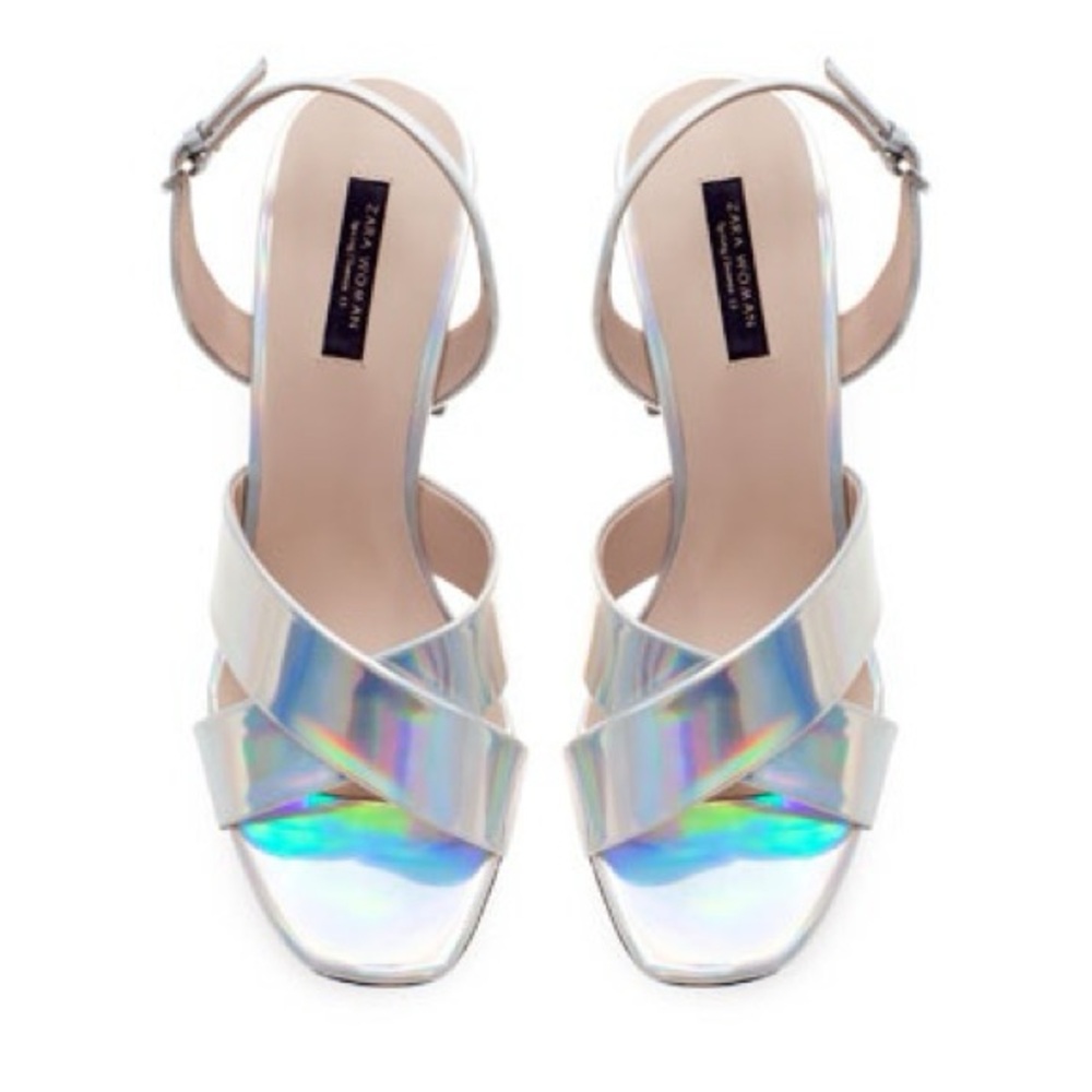 Zara metallic silver heels size US 9 / EU 40